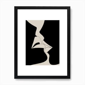 Abstract Couple Kiss Art Print