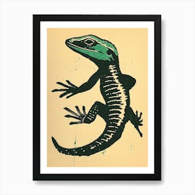 Forest Green Skinks Lizard Bold Block Colour 1 Art Print