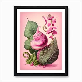 Snail With Pink Background 1 Botanical Art Print