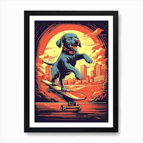 Labrador Dog Skateboarding Illustration 1 Art Print