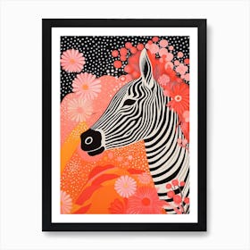 Floral Zebra Orange Patterns 1 Art Print