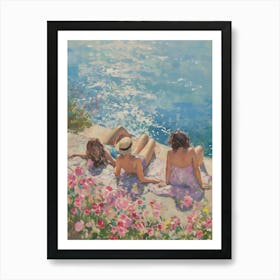 Three Women On The Beach Art Print