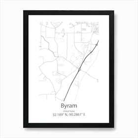 Byram,United States Minimalist Map Art Print