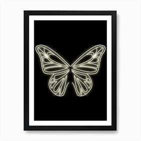 Neon Butterfly outlines with black background wallart printable Art Print