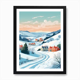 Vintage Winter Travel Illustration Cornwall United Kingdom 3 Art Print