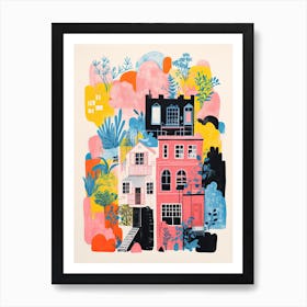 A House In San Francisco, Abstract Risograph Style 1 Art Print