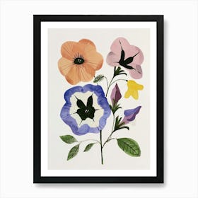 Painted Florals Petunia 3 Art Print