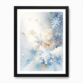 Snowflakes In The Snow,  Snowflakes Storybook Watercolours 1 Art Print