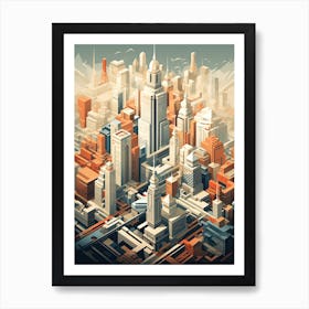 Shanghai, China, Geometric Illustration 3 Art Print