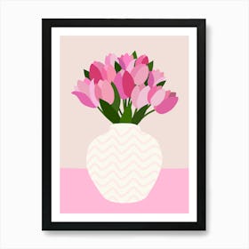 Tulip Arrangement - Floral Vase Pink Art Print