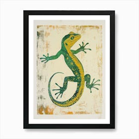 Block Print Gecko 3 Art Print