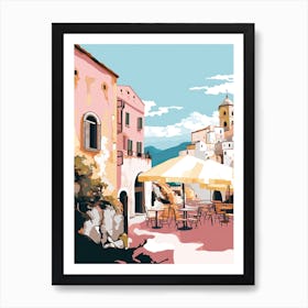 Taormina, Italy, Flat Pastels Tones Illustration 3 Art Print