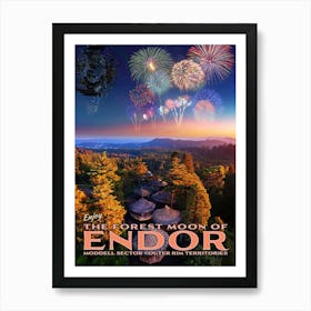 Endor Moon Travel Poster 1 Art Print