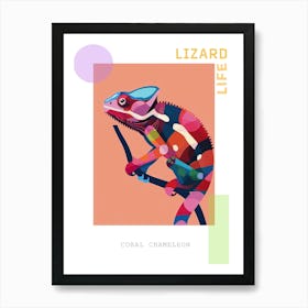 Coral Chameleon Modern Illustration 2 Poster Art Print