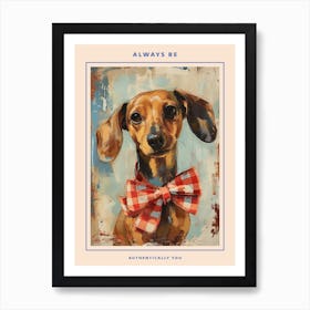 Kitsch Portrait Of A Dachshund In A Bow Tie 1 Poster Art Print