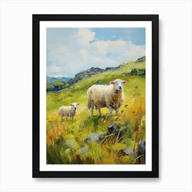 Sheep & Lamb In The Green Grass Of The Scottish Highlands 2 Art Print
