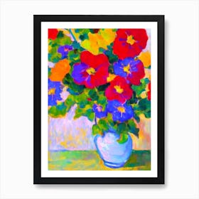 Morning Glory Floral Abstract Block Colour Flower Art Print