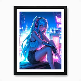 Anime Girl With Headphones 7 Poster