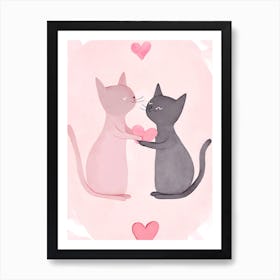 Valentines Love Cats Art Print