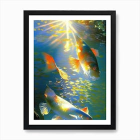 Hariwake Koi Fish Monet Style Classic Painting Art Print