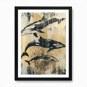 Whale Gold Effect Collage 3 Art Print