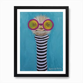 Stripy Ostrich Art Print