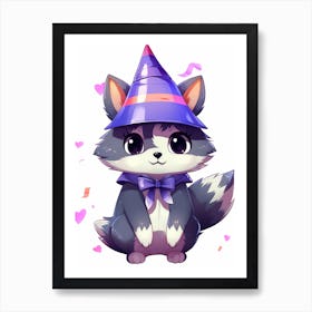 Cute Kawaii Cartoon Raccoon 13 Art Print