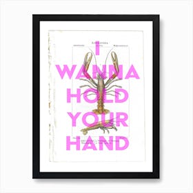 I Wanna Hold Your Hand Vintage Prawn Art Print