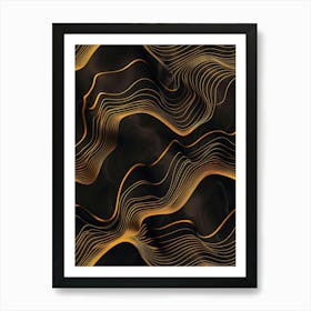 Abstract Golden Wavy Lines Art Print