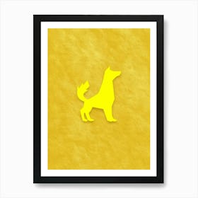 Yellow Dog On Yellow Background Art Print