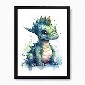 Sauroposeidon Cute Dinosaur Watercolour 3 Art Print