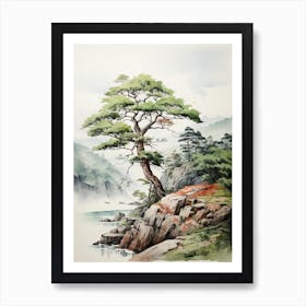 Tokyo In Japan, Japanese Brush Painting, Ukiyo E, Minimal 4 Art Print