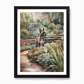 Painting Of A Dog In Central Park Conservatory Garden, Usa In The Style Of Watercolour 02 Art Print