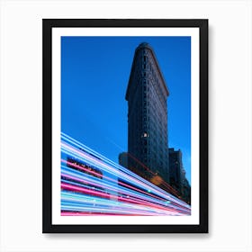 Neon city: New York, Flatiron Building (synthwave/vaporwave/retrowave/cyberpunk) — aesthetic poster, neon poster Art Print