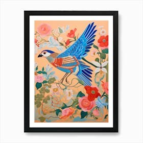 Maximalist Bird Painting Blue Jay 2 Art Print