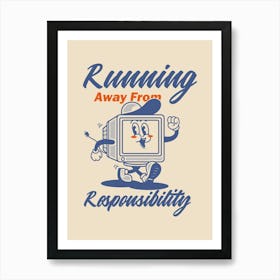 Retro Poster Funky Wall Art Retro Wall Decor Groovy Poster Trendy Retro Groovy Print Running Away Retro Art Art Print