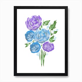 Purple Blue Flower Bouquet Loose Florals Art Print