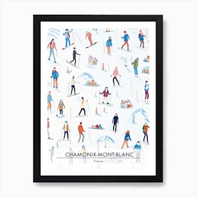 Chamonix Mont Blanc   France, Ski Resort Poster Illustration 3 Art Print