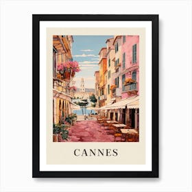 Cannes France 1 Vintage Pink Travel Illustration Poster Art Print