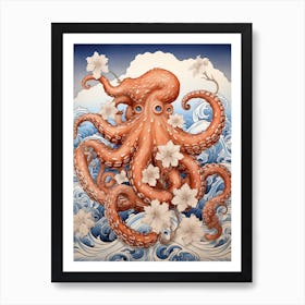 Common Octopus Japanese Style Illustration 1 Art Print