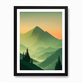 Misty Mountains Vertical Composition In Green Tone 145 Art Print