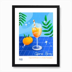 Aperol Spritz Orange & Blue - Aperol, Spritz, Aperol spritz, Cocktail, Orange Art Print