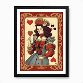 Alice In Wonderland Vintage Playing Card The Queen Of Hearts 2 Art Print