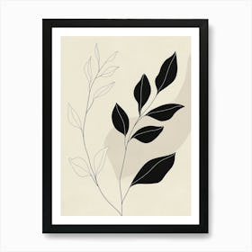 Black And White Leaves Art Print