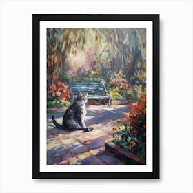 Painting Of A Cat In Central Park Conservatory Garden, Usa In The Style Of Impressionism 02 Art Print