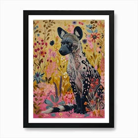 Floral Animal Painting Hyena 2 Art Print