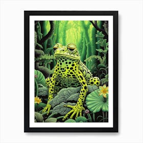 Leopard Frog Green Realistic 1 Art Print