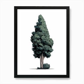 Cypress Tree Pixel Illustration 1 Art Print