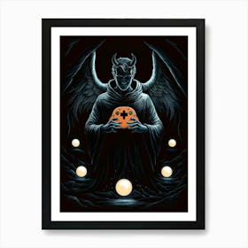 Devil Holding Pumpkin Art Print