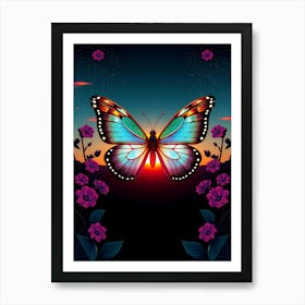 Butterfly In The Sunset Art Print